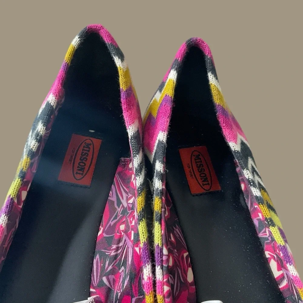 Missoni‎ For Target Pink Black Chevron Zig Zag Striped Ballet Flats Sz 9 NEW!